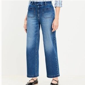 Loft sailor crop wide leg jeans, size 28 vintage indigo wash